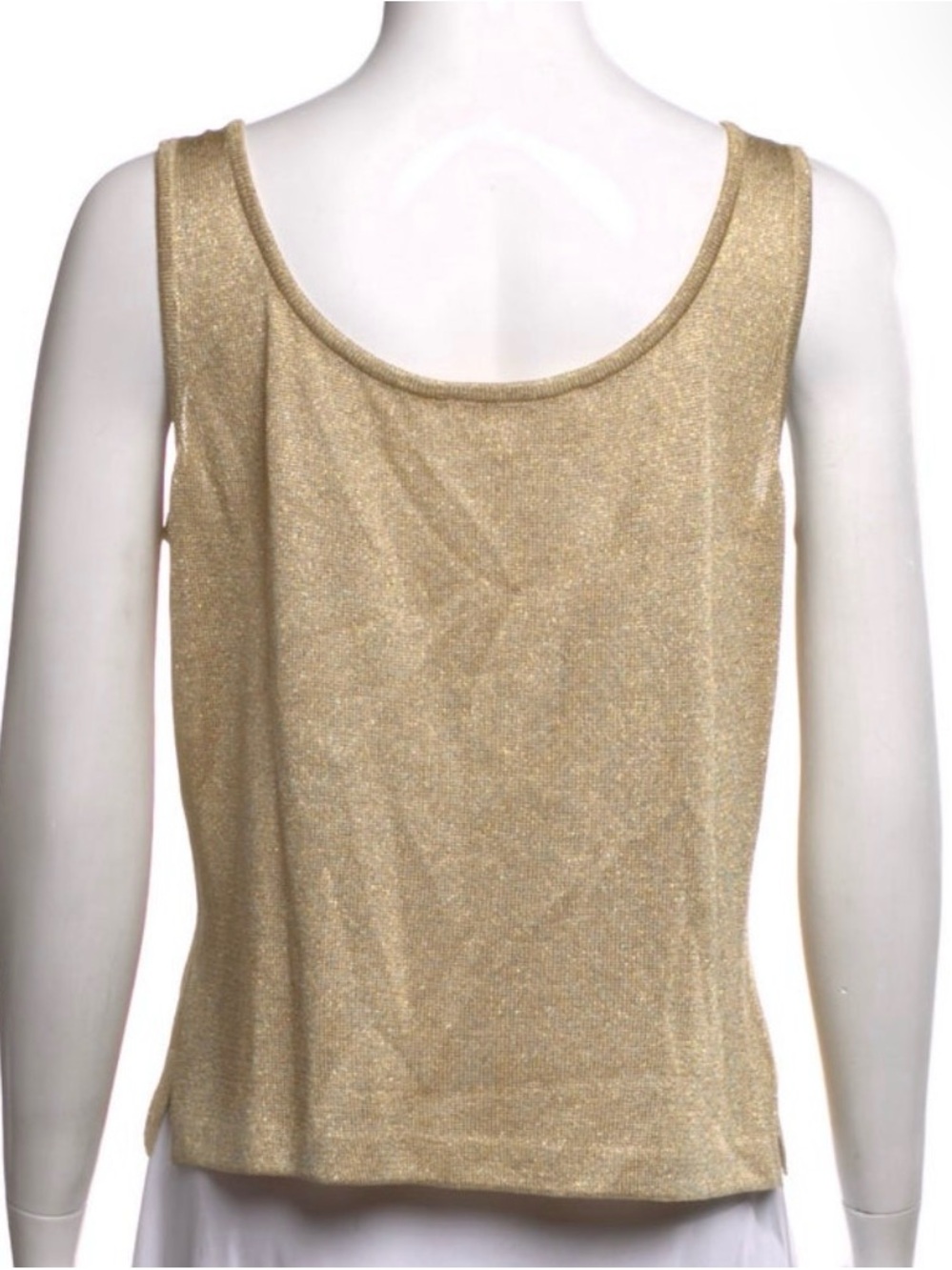 St John Gold Shimmer Tank Top - Women's Sleeveless Scoop Neck - Picture 3 of 3